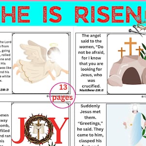 He is risen Worksheets|Easter Bible Lesson|Biblical Resurrection Printables|Sunday School Printables|Christ Resurrection|Easter pages|Easter