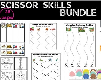 Scissor Skills- Cutting Practice- Preschool Worksheets-Kids Printable-Preschool Printables-Homeschool Printable-Instant download