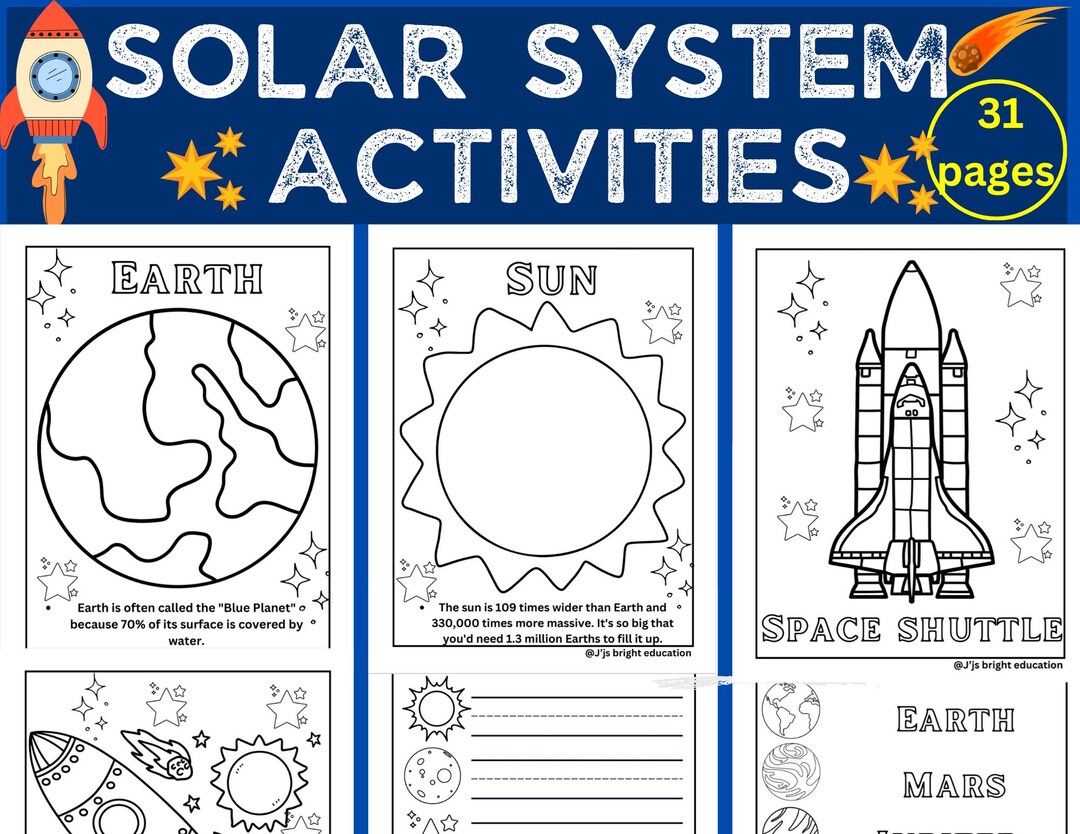 Solar System Coloring Pages: Space Learning Activities (instant PDF) - Etsy