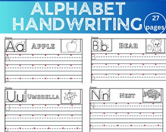 Alphabet Handwriting Practice: Preschool ABC Tracing Worksheet (Digital Download)