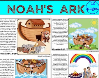 Noah's Ark Story Printables: Christian Kids Activities (12 Pages)