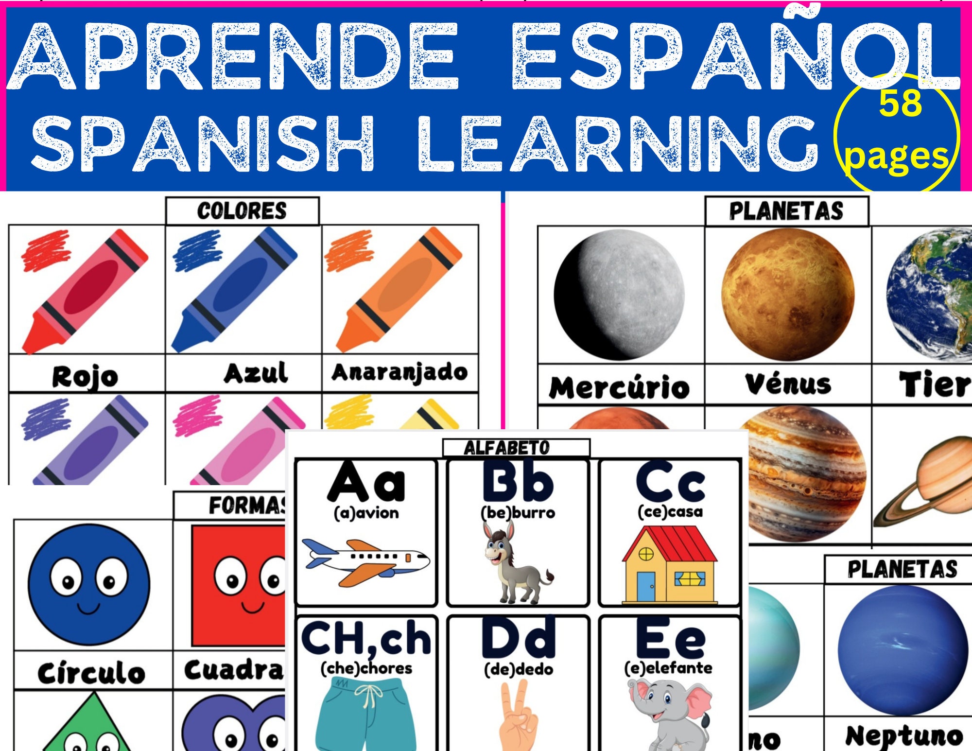 Spanish Learning Worksheets | Toddlers Learning Binder | Preschool Spanish Printables | Learning Spanish Worksheets | Spanish Learning|PDFS