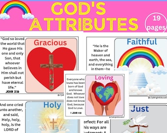 God&#39;s Attributes |Attributes of God|Atributos de Dios | Bible Printables |Bible Lesson| Sunday School Printables |Homeschool Printables |