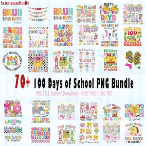 100 Days of School Png Bundle, Happy 100 Days of School, 100 Days Brighter, Back to School Png Bundle, School Bundle Png, School Shirt Png