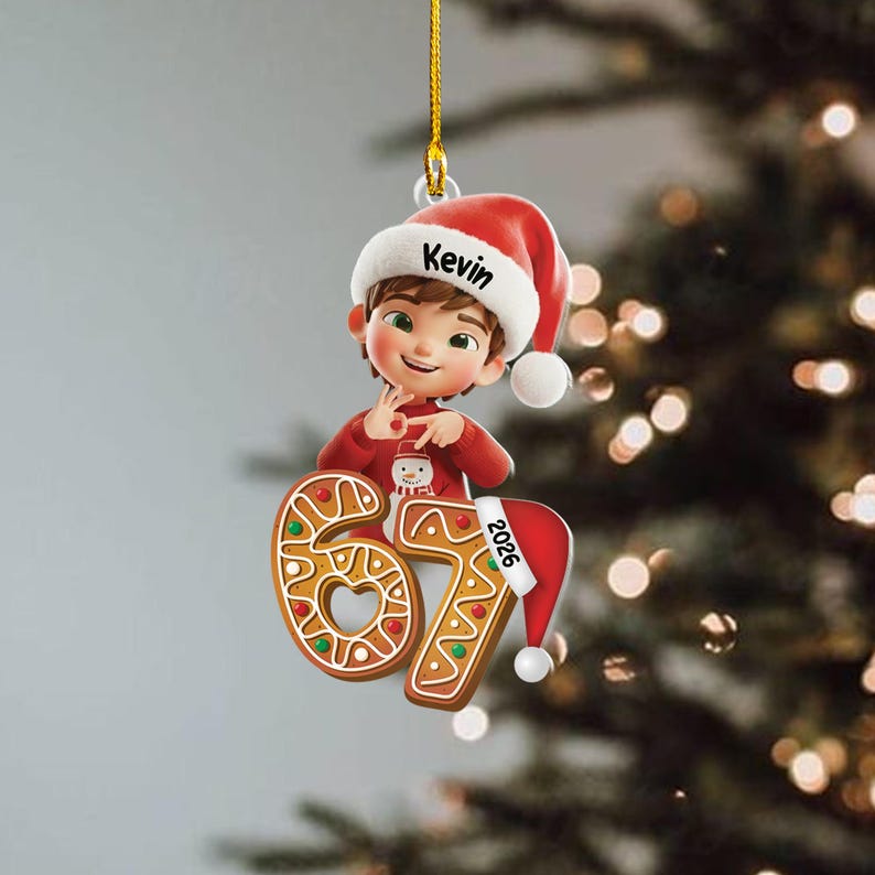 Ginger Baby Christmas - Personalized Christmas Acrylic Ornament Designed By Honey Chaotic