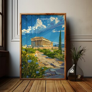 Acropolis Poster Athens Greece Print, Vintage Print Athens, Greek Decoration, Housewarming Gift, Printable Download
