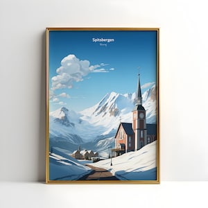 Spitsbergen Poster Norwegen Skandinavien, Skandinavisches Design, Einweihungsgeschenk, Wandern und Norwegen, Urlaub Erinnerung
