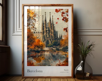 Poster di Barcellona della Sagrada Familia, regalo per le vacanze, stampa artistica, download istantaneo