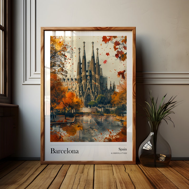 Poster di Barcellona della Sagrada Familia, regalo per le vacanze, stampa artistica, download istantaneo immagine 1