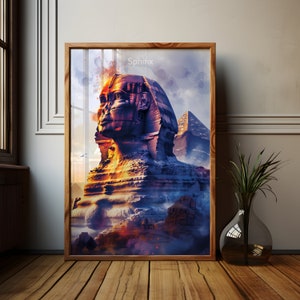 Sphinx Poster Ägypten im Sonnenlicht, Pyramiden von Gizeh Poster, digitaler Download, Ägypten Wand Kunst