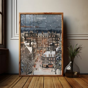 Impression de Glasgow, affiche de ville industrielle, affiche d'Écosse, art mural écossais, aquarelle, téléchargement numérique