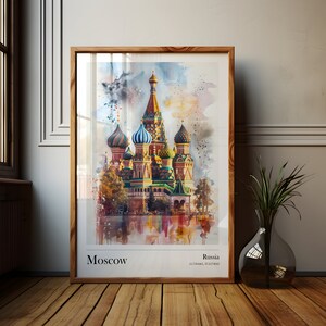 Moscow city print, Moscow travel poster, Russia travel gift, Moscow instant download, Russia poster, Moscow gift