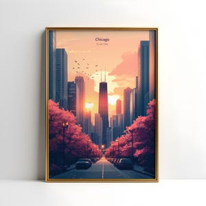 Chicago Poster Illinois Verenigde Staten Print, downloadbare Wall Art USA Art Print, afdrukbare download, Inwijdingsfeest cadeau