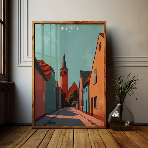 Poster of Bitterfeld in Saxony-Anhalt Germany, Bitterfeld art print, Bitterfeld wall art, Industrial town Bitterfeld