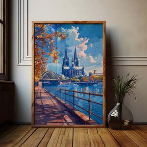 Cologne Poster, Rhine Germany Poster, Cologne Art Print, Christian Art, Digital Download