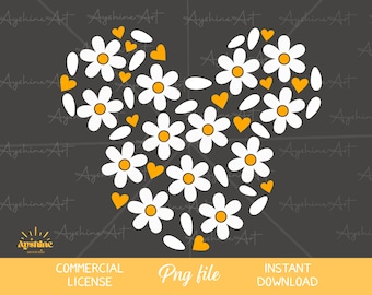 Daisy flower Mickeyy Head png - Daisies Decor png cut files for cricut, png, png printable Vinyl Cut File Cricut Printable Design File