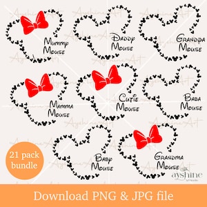 Mama Mouse png, Minnie Mouse png, vovó mouse, papai mouse, vovô mouse, FamilyTrip PNG, Arquivo de corte de vinil, Silhueta Png, Pressione em Png,