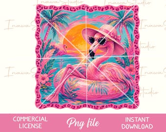 Preppy Summer PNG Viral summer PNG girly Beach tee Retro Flamingo Shirt Neon Color, Summer Colorful Vibes png Sublimation