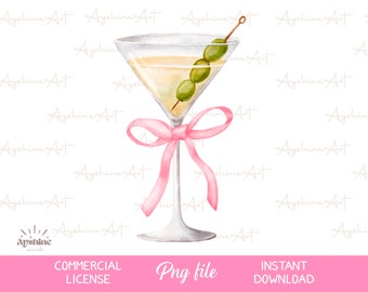 Martini PNG Dirty Martini PNG Ribbon Martini PNG Bow Soft Png Trendy Dirty Martini Design Png per Cricut Girly Martini Cocktail Design Png