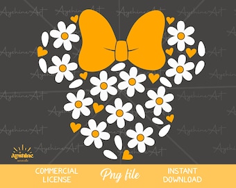 Daisy flowers Mouse Head png - Daisies Decor png cut files for cricut, png, png printable Vinyl Cut File Cricut, Printable Design File