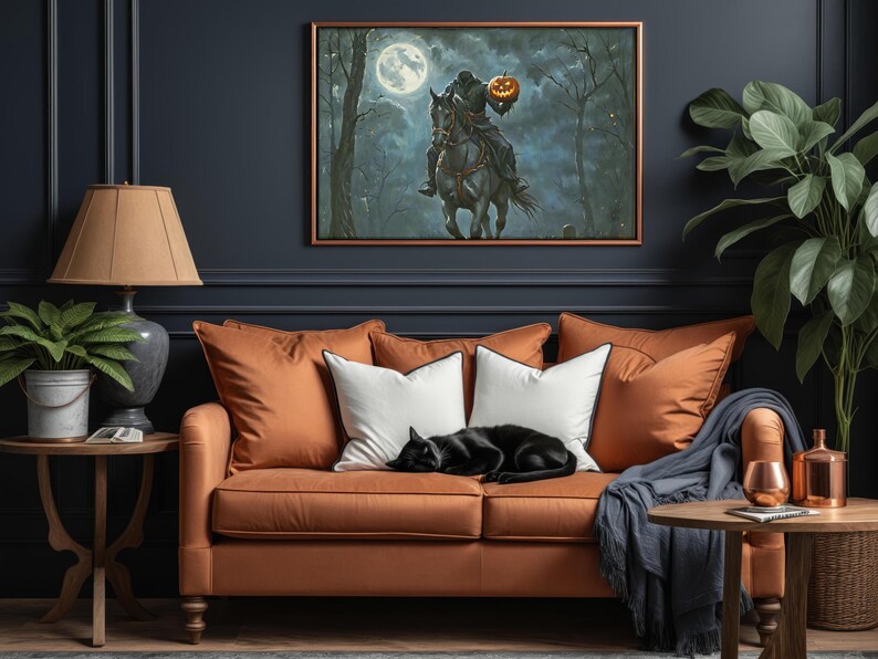 Headless Horseman Wall Art Printable, Moody Halloween Decoration ...