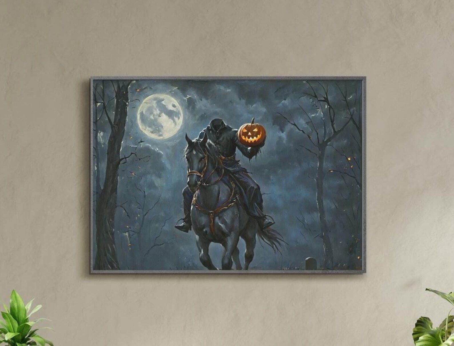 Headless Horseman Wall Art Printable, Moody Halloween Decoration ...