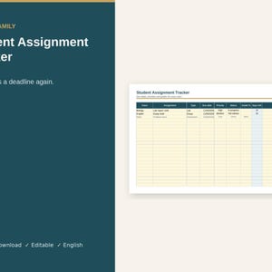 Student Assignment Tracker Excel | Homework Planner | GPA Calculator | College Student Planner Spreadsheet