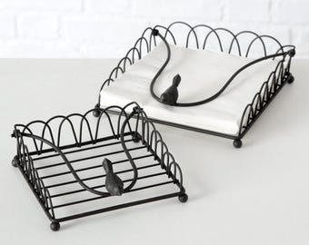 Black Metal Napkin Holder with Bird Weight - Cocktail or Regular
