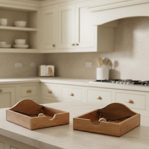 Mango wood napkin holder with knotted rope knob weight  (Includes 20 Napkins)