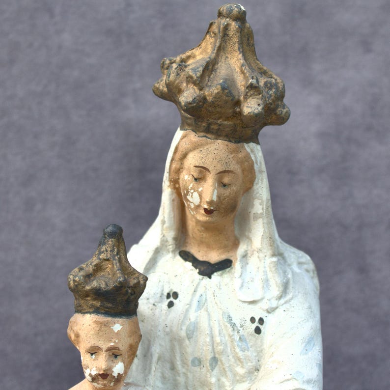 Antique Mary Notre Dame Des Victoires Victory Chalk Statue Madonna ...