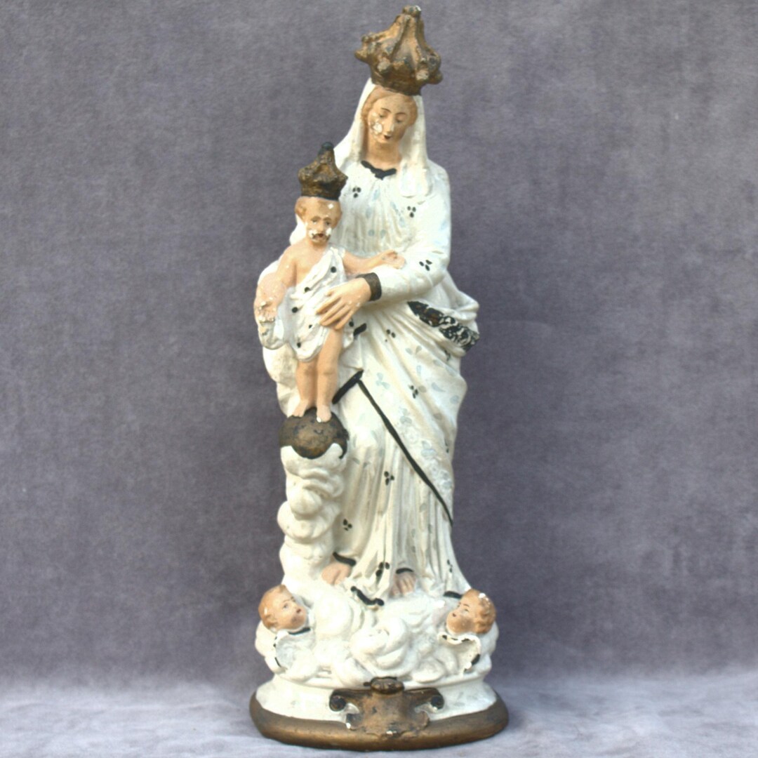 Antique Mary Notre Dame Des Victoires Victory Chalk Statue Madonna ...