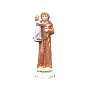 Christian antique Saint Anthony statue 9.45&quot; 24 cm religious bisque porcelan piece unique home decor collectible housewarming gift present