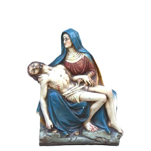 Antique Pieta Statue Mary with her Son Jesus plaster figurine chalck 11&quot; 31cm religious piece unique home decor present for her him 1940
