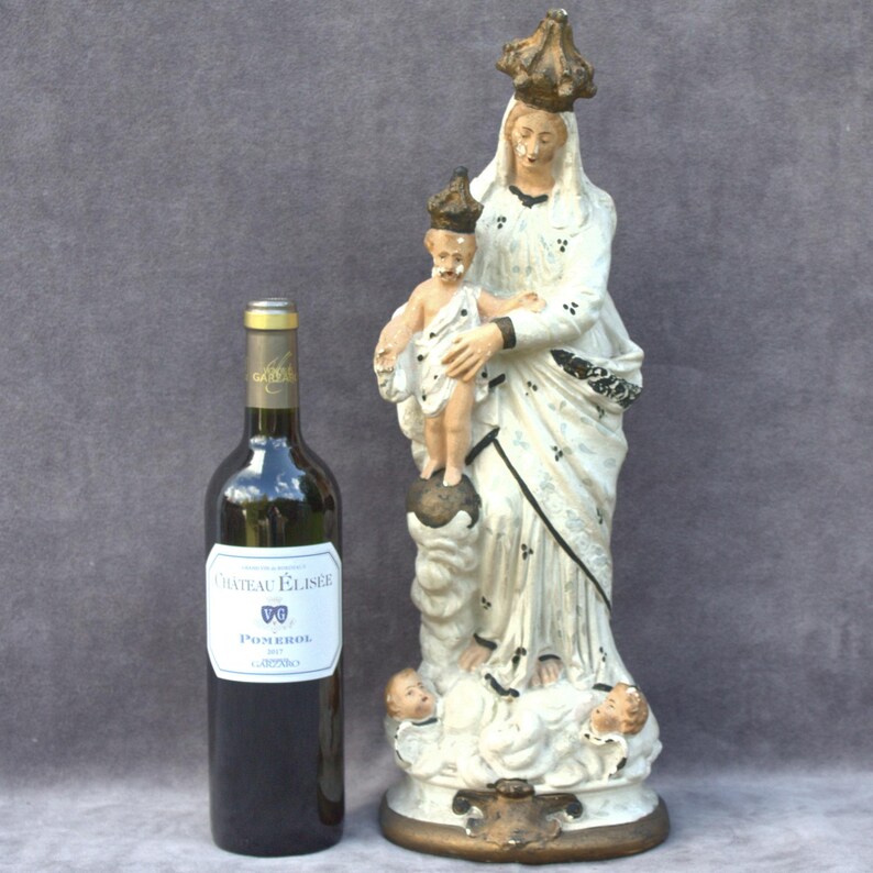Antique Mary Notre Dame Des Victoires Victory Chalk Statue Madonna ...