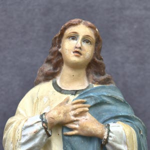 Antique statue Our Lady of Assumption cherubs angels putti Heaven Mary statement piece catholic home deco Catholic museum quality Madonna