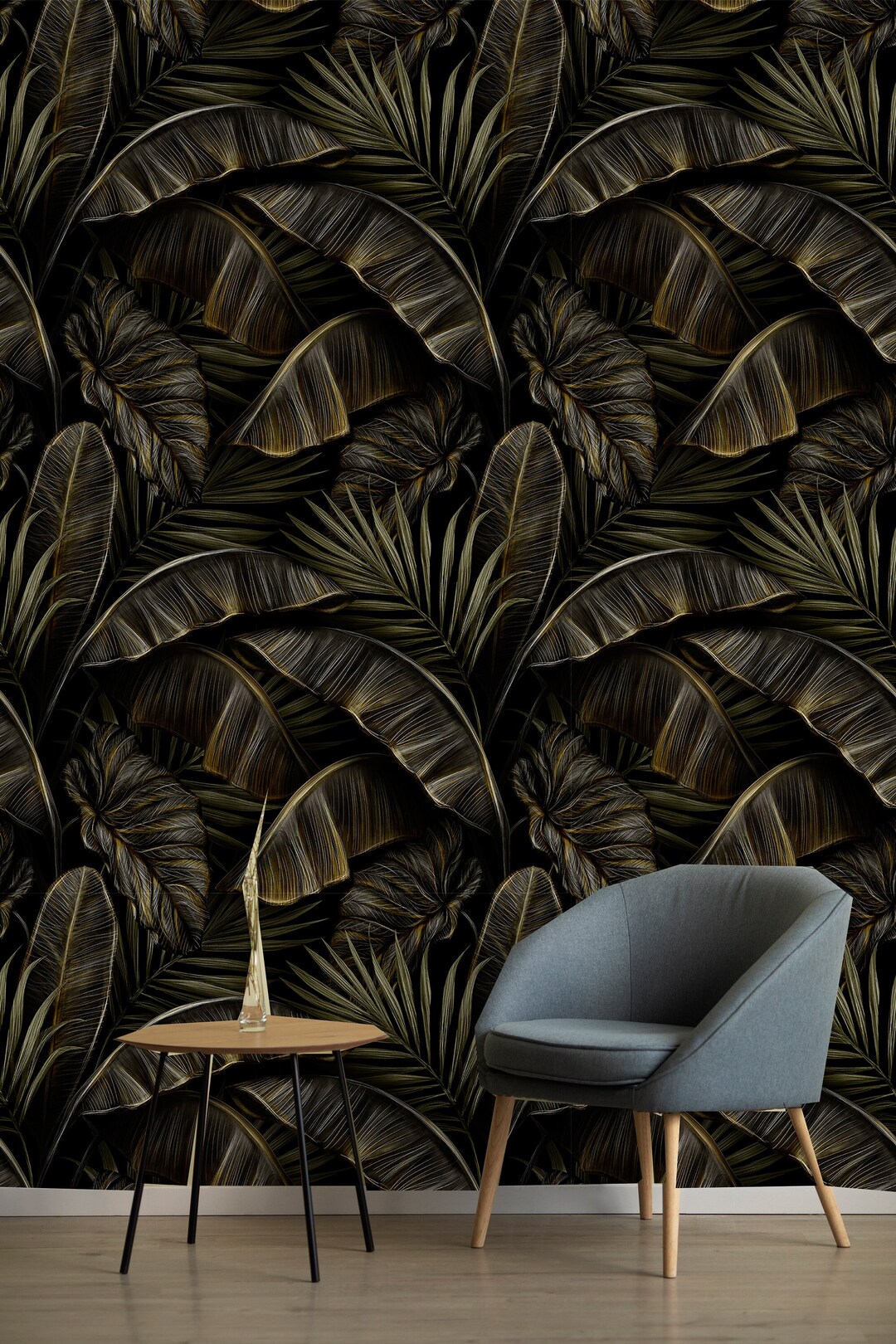 Palm Leaves Wallpaper Tropical Wall Decor Peel and Stick Tropical Palm ...