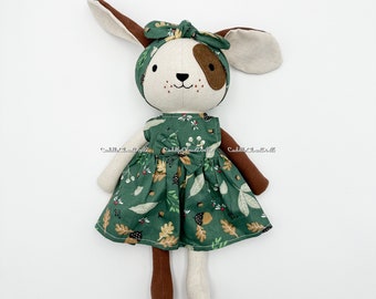 Easter gift for kids- Handmade gift ideas - Linen puppy plushy toys - Heirloom rag doll