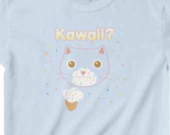 Kids Heavy Cotton™ Tee, T-shirt, Shirt, Ice cream, Cat, Neko, Cute, Kawaii, Japan, Japanese, Beard, Sprinkles, Rainbow