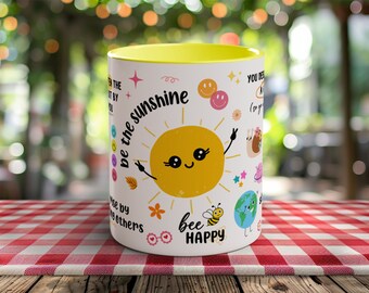 Mug BE THE SUNSHINE, mug coloré motivant, tasse inspirante, tasse affirmations, tasse responsabilisation, tasse positivité, cadeau d'anniversaire, citations