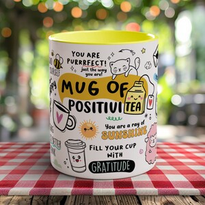 POSITIVITY MUG, Coloured Positivi-tea Mug, Motivational Mug, Empowerment Mug, Inspirational Coffee Mug, Affirmation Cup, Positive Mindset