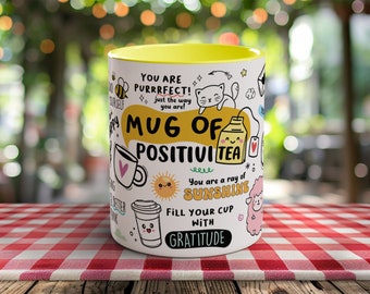 POSITIVITY MUG, Coloured Positivi-tea Mug, Motivational Mug, Empowerment Mug, Inspirational Coffee Mug, Affirmation Cup, Positive Mindset