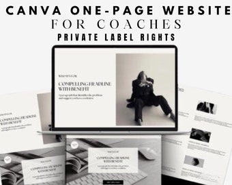 Canva one page website for coaches and course creators with PLR, Canva website, resell and rebrand