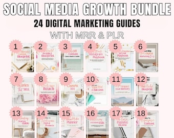 Social Media Growth Bundle, 24 Digital Marketing Guides With Master Resell Rights, Done For You, Faceless Instagram & tik tok, PLR, MRR,