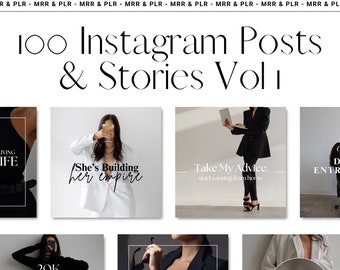 100 Faceless Instagram Post Templates, MRR PLR Canva Templates