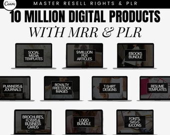 10M+ Master Resell Rechte Digitales Produktbündel für passives Einkommen mit Handelsmarkenrechten (MRR & PLR), digitalem Marketing,