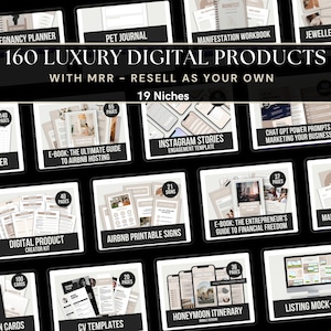 160 Luxury Digital Templates Bundle: MRR PLR Ebooks, Planners, Journals