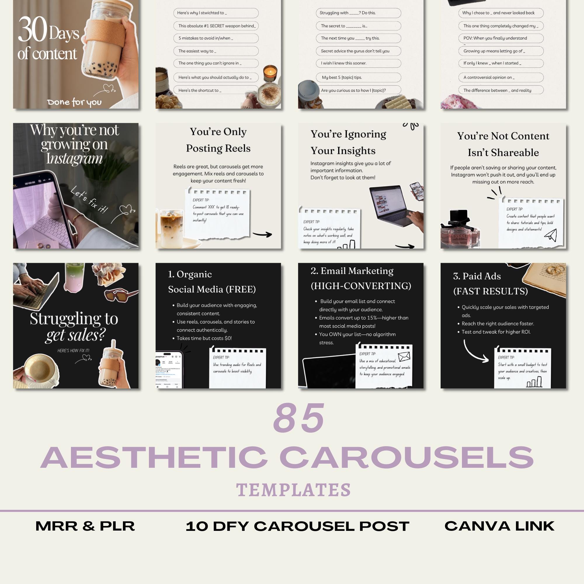 85 Aesthetic Instagram Carousel Templates – Business Growth & Social ...