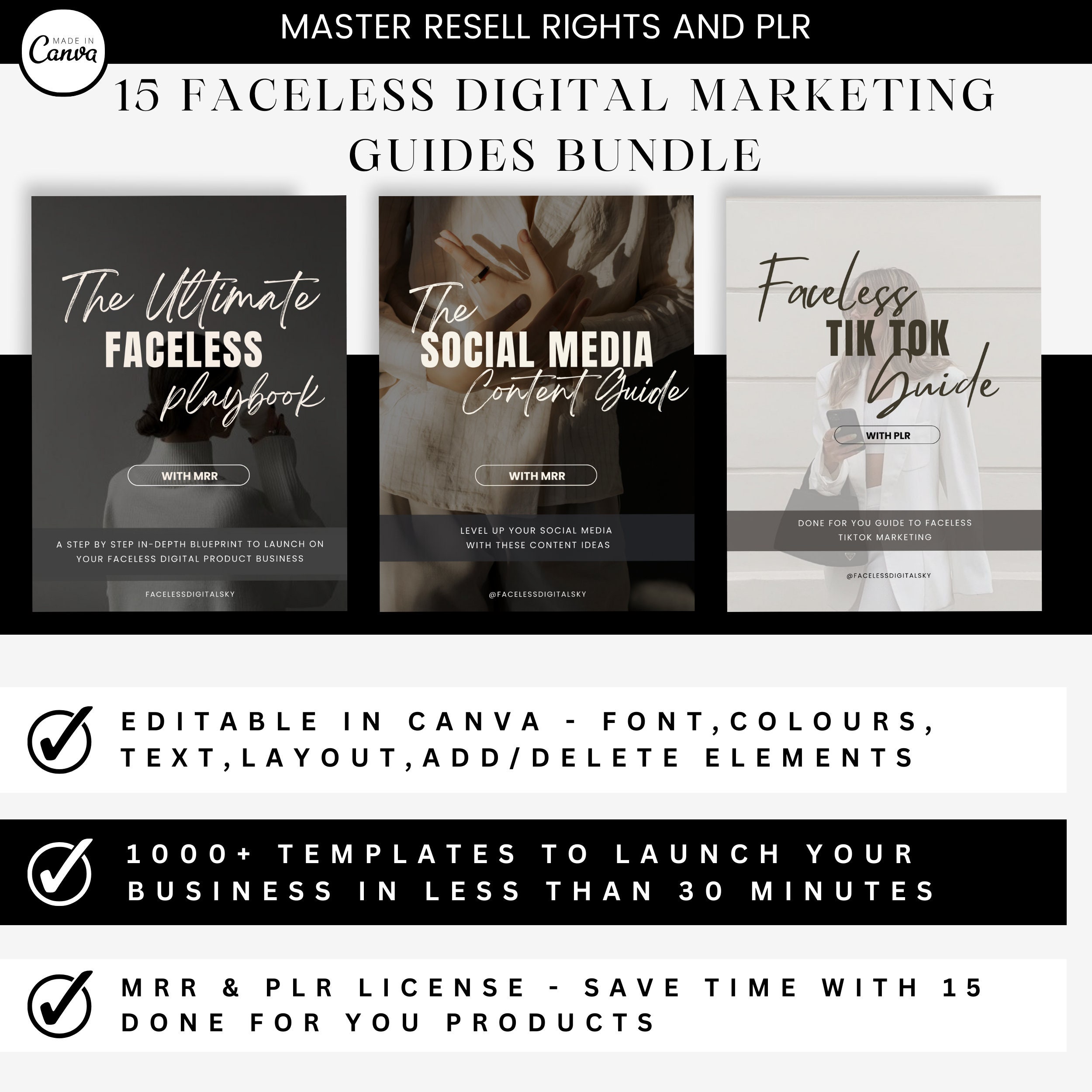 15 Faceless Digital Marketing Guides: MRR & PLR Bundle - Etsy