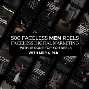 500 Faceless Men Reels Dark Aesthetic With Done For You-content, Faceless Digital Marketing Reels, wederverkooprechten, mrr, plr,