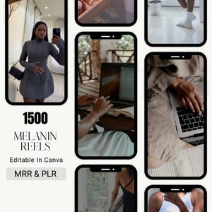 1500 Faceless Melanin Aesthetic Reels, Instagram Reels, Faceless Digital Marketing Videos, Master Resell Rights, MRR/PLR, Canva